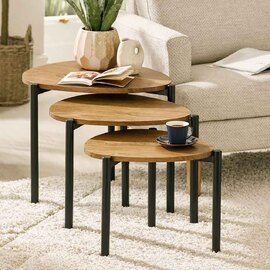 Lelvra Wooden Nest of 3 Side Tables in Oak