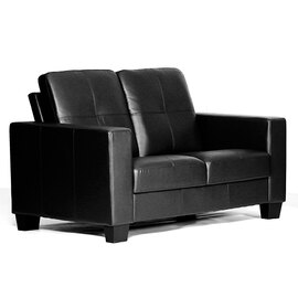 Larue Leather And PVC Bonded 2 Seater Sofa In Black
