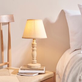 Lenoir Garden Green 16cm Shade Wood Table Lamp In Pink Clay