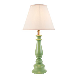 Lenoir White 25cm Shade Resin Table Lamp In Cotswold Green