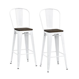 Lenox White Metal Counter Bar Stools in Pair