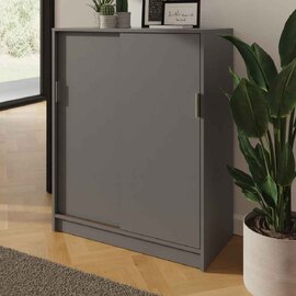 Lenox Wooden Shoe Storage Cabinet with 2 Doors in Grey