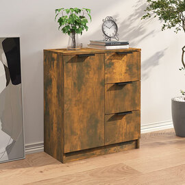 Leslie Wooden Sideboard With 1 Door 3 Drawers In Smoked Oak