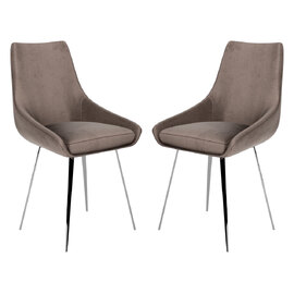 Levant Mink Velvet Dining Chairs In Pair