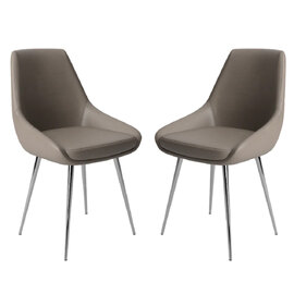 Levant Taupe Faux Leather Dining Chairs In Pair