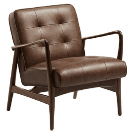 Levittown Faux Leather Lounge Armchair In Vintage Brown