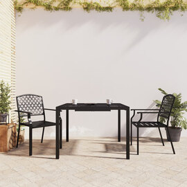 Lima Large Square Steel 3 Piece Garden Dining Set In Anthracite
