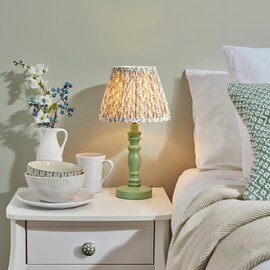 Lincoln Garden Green 20cm Shade Wood Table Lamp In Cotswold Green