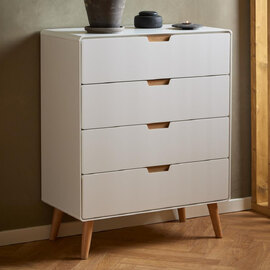 Lincoln Wooden Chest Of 4 Drawers In White And Oak