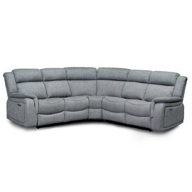 Lindsay Fabric Electric Recliner Large Corner Sofa In Grey