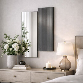 Linea Wooden Wall Mirror in Fume and Natural