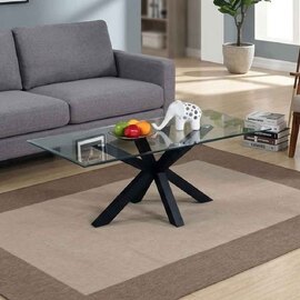 Lintar Glass Coffee Table with Black Legs