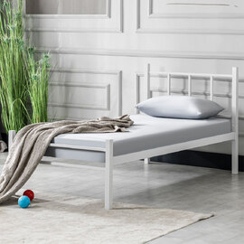 Lirex Metal Single Bed in White