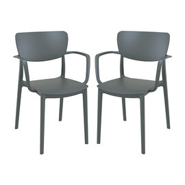 Lisa Dark Grey Polypropylene Dining Chairs In Pair