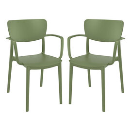 Lisa Olive Green Polypropylene Dining Chairs In Pair