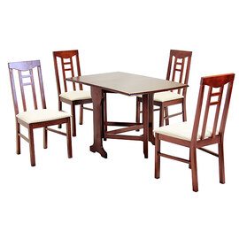 Liverpool Wooden Dining Set With 4 Chairs In Mahogany