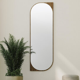 Livi Glass Wall Mirror with Walnut Wooden Frame