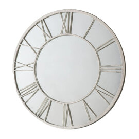 Livia Outdoor Round Mirror In Distressed White Frame