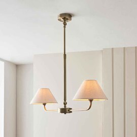 Livie Metal 2 Ceiling Pendant Light in Antique Brass