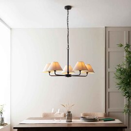 Livie Metal 5 Ceiling Pendant Light in Matt Black
