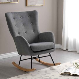 Livorno Fabric Bedroom Rocking Chair in Dark Grey