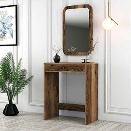 Lizbon Wooden Dressing Table with Mirror in Walnut