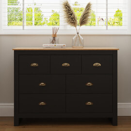 Loftus Wooden Chest Of 7 Drawers in Black