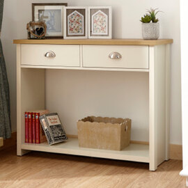 Loftus Wooden Console Table With 2 Drawers In Cream And Oak