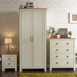 Loftus Wooden Furniture Set With 2 Doors Wardrobe In Cream Oak