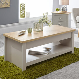 Loftus Wooden Lift Up Coffee Table In Grey And Oak