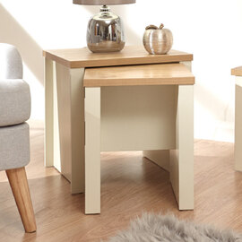 Loftus Wooden Nest Of 2 Tables In Cream And Oak