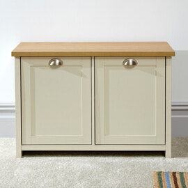 Loftus Wooden Shoe Cabinet With 2 Doors In Cream And Oak