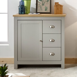 Loftus Wooden Sideboard With 1 Door 3 Drawers In Grey And Oak