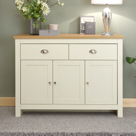 Loftus Wooden Sideboard With 3 Doors 2 Drawers In Cream And Oak