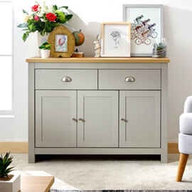 Loftus Wooden Sideboard With 3 Doors 2 Drawers In Grey And Oak