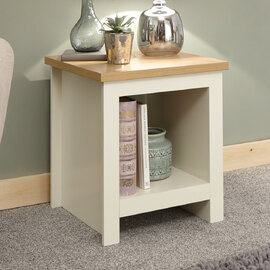 Loftus Wooden Square Side Table In Cream And Oak