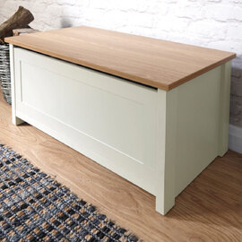 Loftus Wooden Storage Box In Cream And Oak