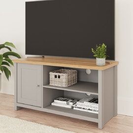 Loftus Wooden TV Stand With 1 Door In Grey And Oak