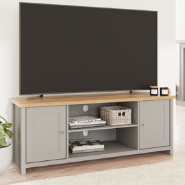 Loftus Wooden TV Stand With 2 Doors In Grey And Oak