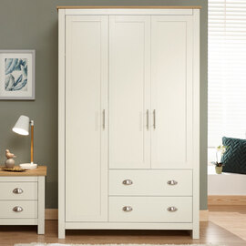 Loftus Wooden Wardrobe With 3 Doors 2 Drawers In Cream And Oak