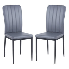 Logan Grey Faux Leather Dining Chairs In Pair