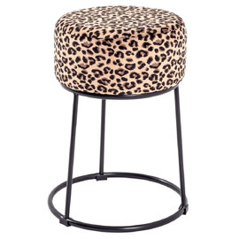 Loleta Textile Fabric Stool In Black Motif