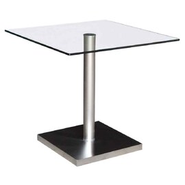 Lorenzo Square Glass Dining Table with Stainless Steel Base