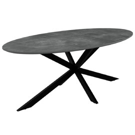 Loreto Wooden Oval Coffee Table In Grey Marble Effect