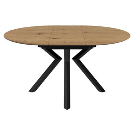 Loreto Wooden Round Extending Dining Table In Natural Oak Effect
