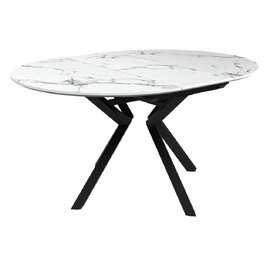 Loreto Wooden Round Extending Dining Table In White Marble Effect
