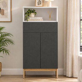 Lormis Wooden Sideboard with 2 Doors in White and Anthracite