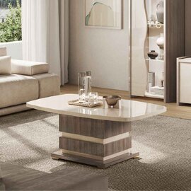 Losea High Gloss Coffee Table in Brown Marble Effect