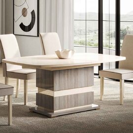 Losea High Gloss Extending Dining Table in Brown Marble Effect