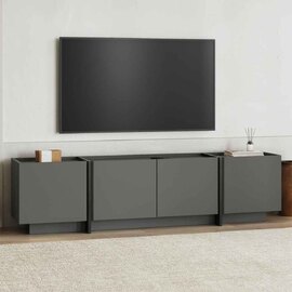 Lowenio Wooden TV Stand with 4 Doors in Black and Anthracite